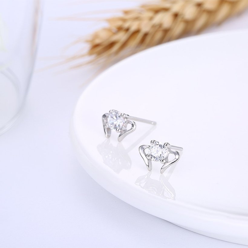 Wholesale Trendy Creative Female Stud Earrings 925 Sterling Silver delicate shinny Crystal Earrings Wedding party jewelry wholesale China TGSLE092 3