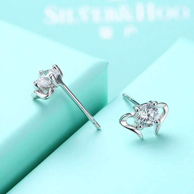 Wholesale Trendy Creative Female Stud Earrings 925 Sterling Silver delicate shinny Crystal Earrings Wedding party jewelry wholesale China TGSLE092 4
