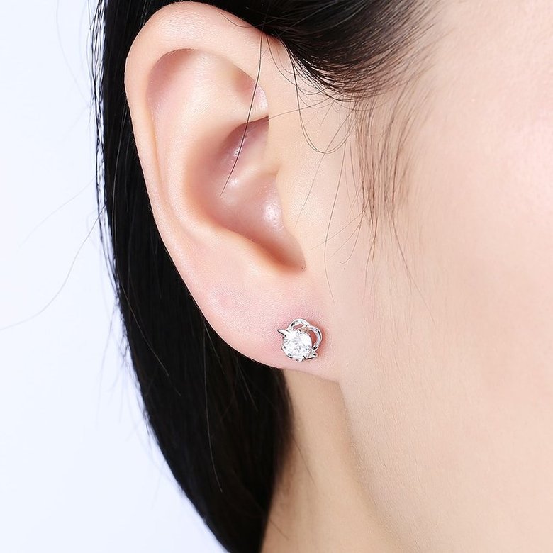 Wholesale Trendy Creative Female Stud Earrings 925 Sterling Silver delicate shinny Crystal Earrings Wedding party jewelry wholesale China TGSLE094 0