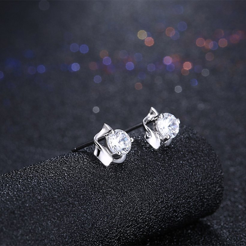 Wholesale Trendy Creative Female Stud Earrings 925 Sterling Silver delicate shinny Crystal Earrings Wedding party jewelry wholesale China TGSLE094 1