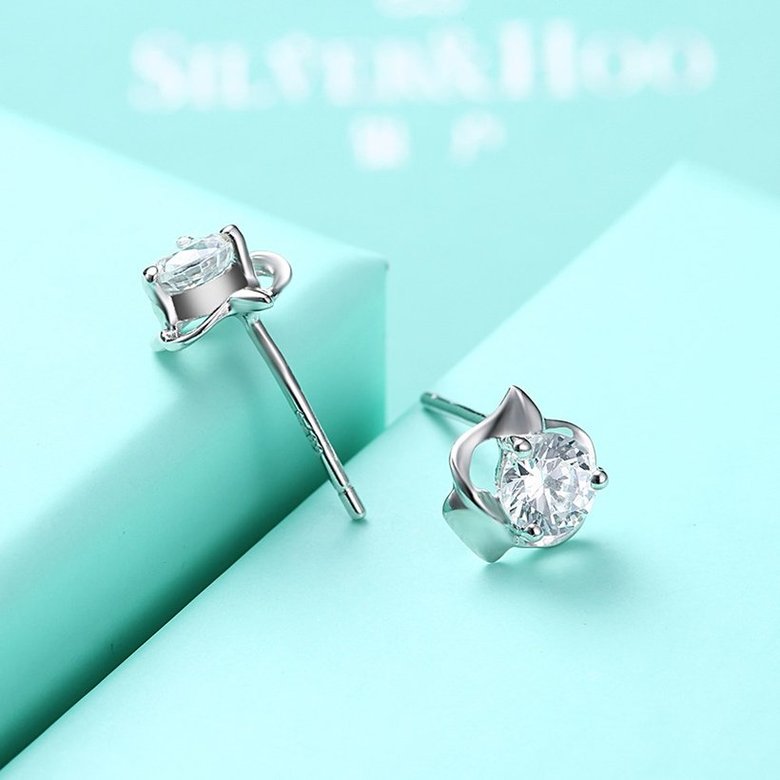 Wholesale Trendy Creative Female Stud Earrings 925 Sterling Silver delicate shinny Crystal Earrings Wedding party jewelry wholesale China TGSLE094 4