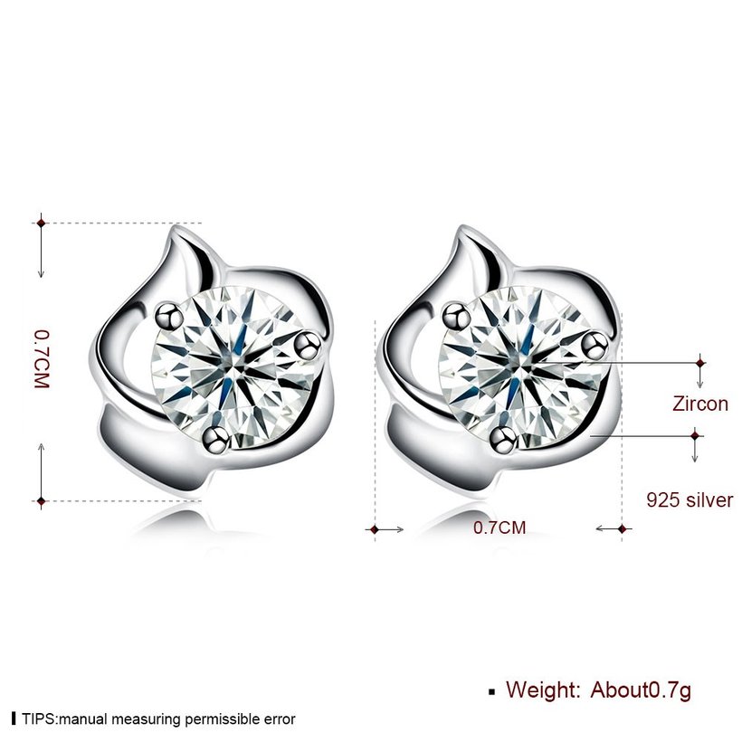 Wholesale Trendy Creative Female Stud Earrings 925 Sterling Silver delicate shinny Crystal Earrings Wedding party jewelry wholesale China TGSLE094 5