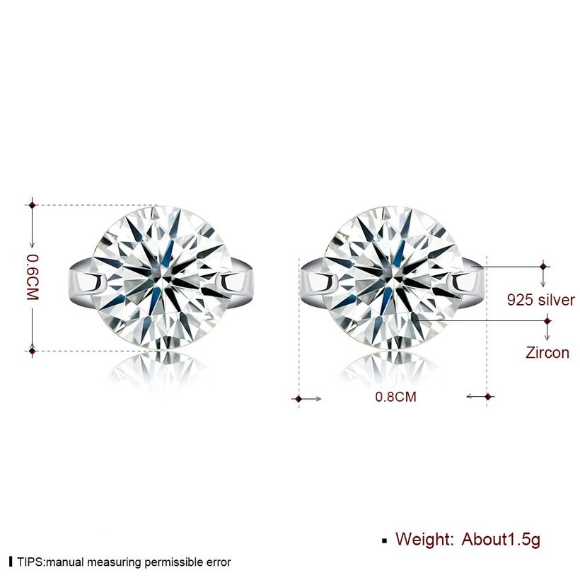 Wholesale Simple Fashion AAA Zircon Crystal Round Small Stud Earrings Wedding 925 Sterling Silver Earring for Women Girls Jewelry Gift TGSLE095 5