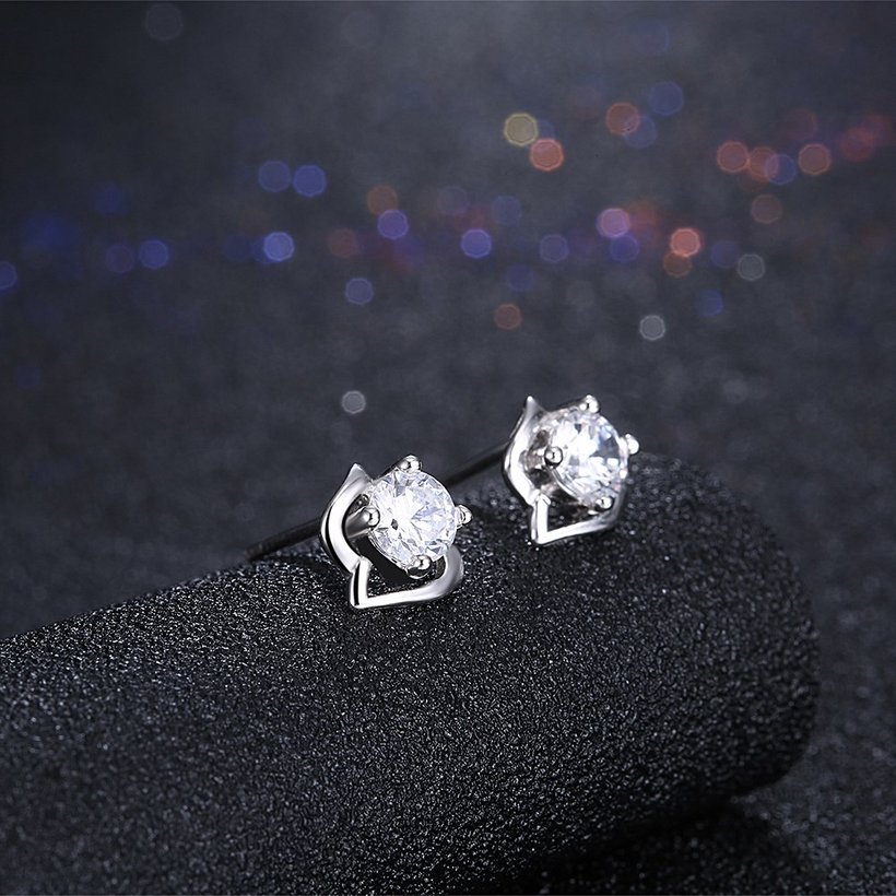 Wholesale Trendy Creative Female Stud Earrings 925 Sterling Silver delicate shinny Crystal Earrings Wedding party jewelry wholesale China TGSLE096 1