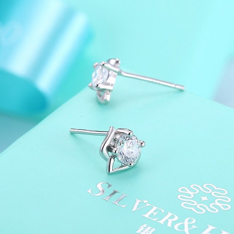Wholesale Trendy Creative Female Stud Earrings 925 Sterling Silver delicate shinny Crystal Earrings Wedding party jewelry wholesale China TGSLE096 2