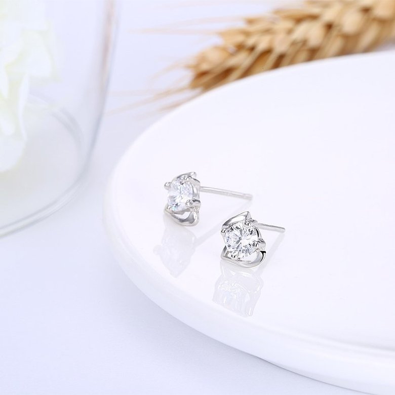 Wholesale Trendy Creative Female Stud Earrings 925 Sterling Silver delicate shinny Crystal Earrings Wedding party jewelry wholesale China TGSLE096 3