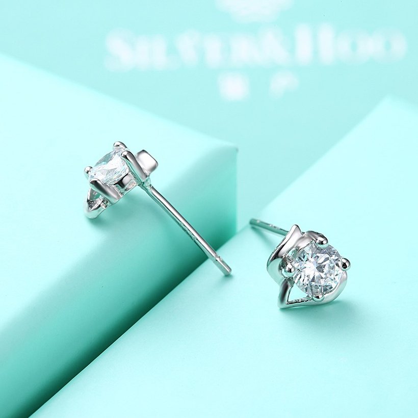 Wholesale Trendy Creative Female Stud Earrings 925 Sterling Silver delicate shinny Crystal Earrings Wedding party jewelry wholesale China TGSLE096 4