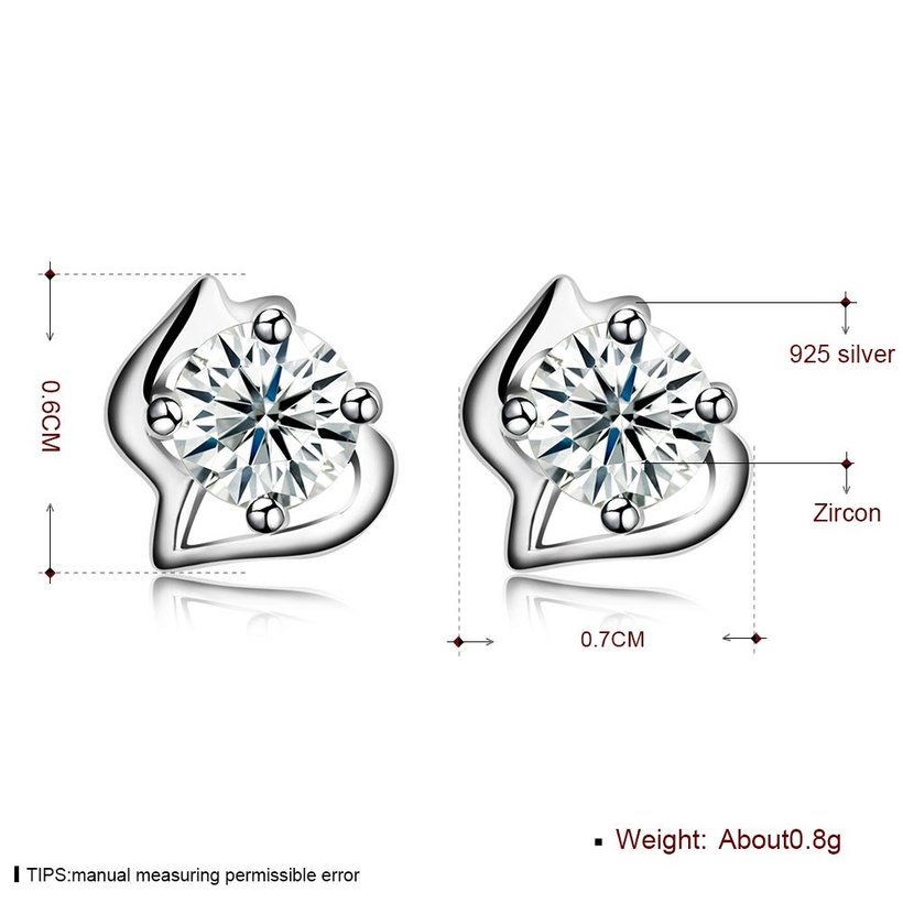 Wholesale Trendy Creative Female Stud Earrings 925 Sterling Silver delicate shinny Crystal Earrings Wedding party jewelry wholesale China TGSLE096 5