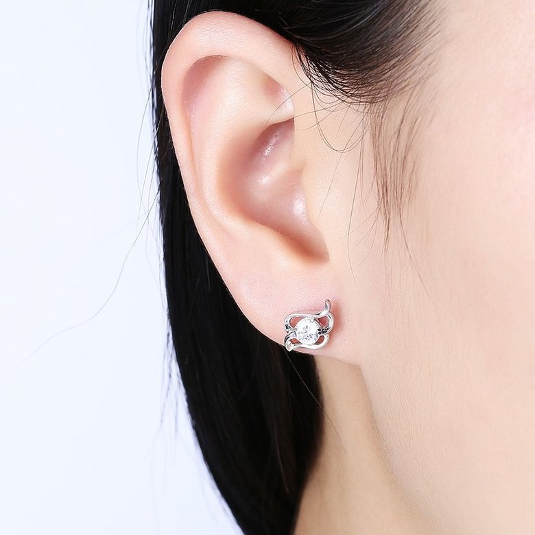 Wholesale Trendy Creative Female Stud Earrings 925 Sterling Silver delicate shinny Crystal Earrings Wedding party jewelry wholesale China TGSLE097 0