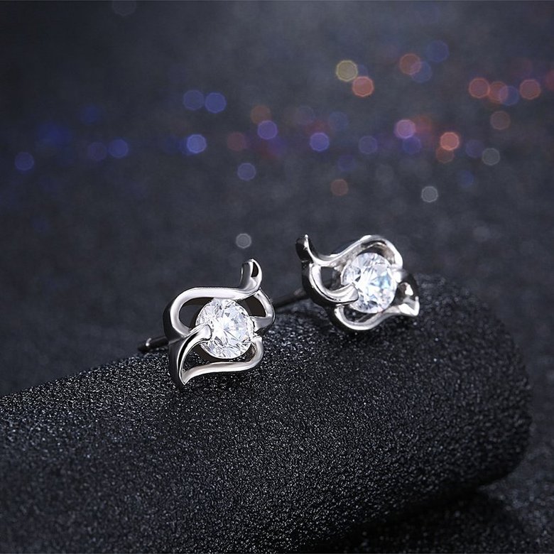 Wholesale Trendy Creative Female Stud Earrings 925 Sterling Silver delicate shinny Crystal Earrings Wedding party jewelry wholesale China TGSLE097 1