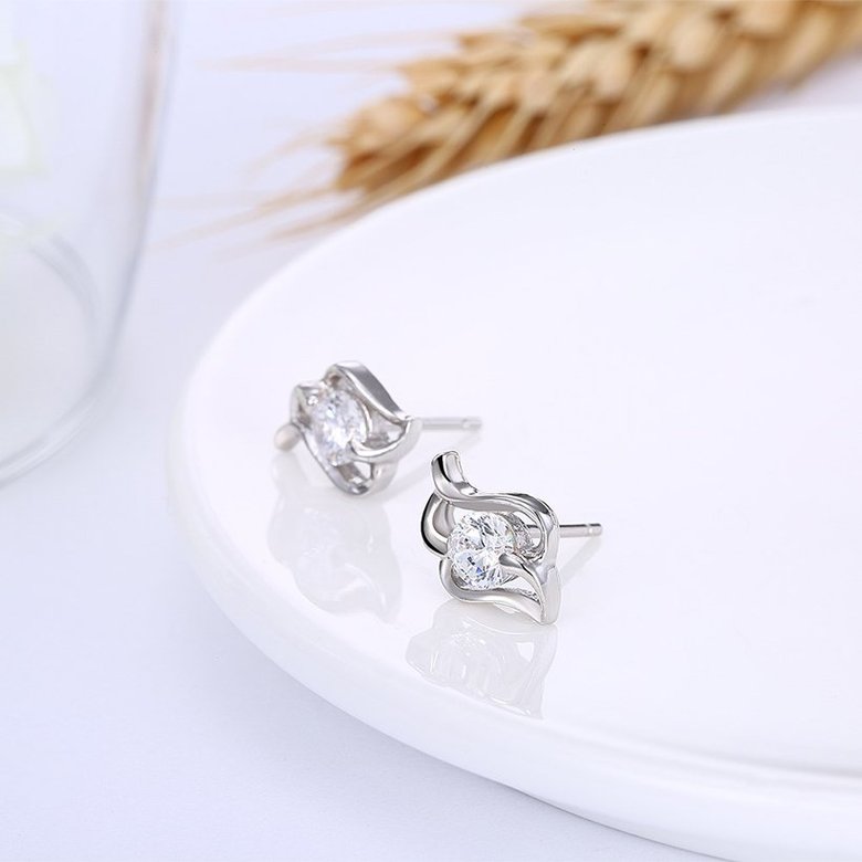 Wholesale Trendy Creative Female Stud Earrings 925 Sterling Silver delicate shinny Crystal Earrings Wedding party jewelry wholesale China TGSLE097 3