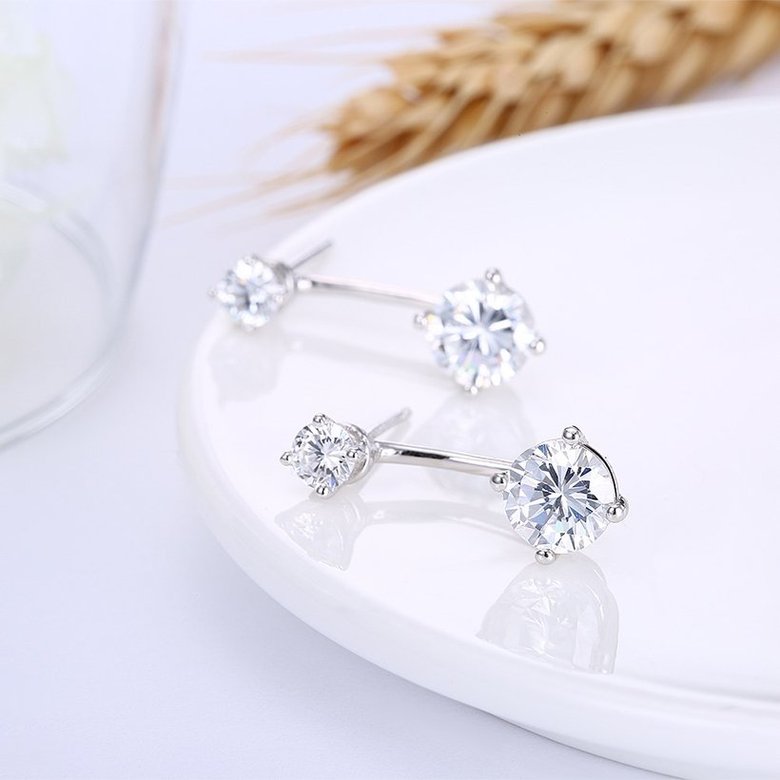 Wholesale Fashion delicate 925 Sterling Silver Four Claws Jewelry Shine AAA Zircon Earrings For Women Girls New Gift Banquet Wedding TGSLE098 3