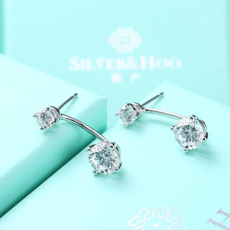 Wholesale Fashion delicate 925 Sterling Silver Four Claws Jewelry Shine AAA Zircon Earrings For Women Girls New Gift Banquet Wedding TGSLE098 4