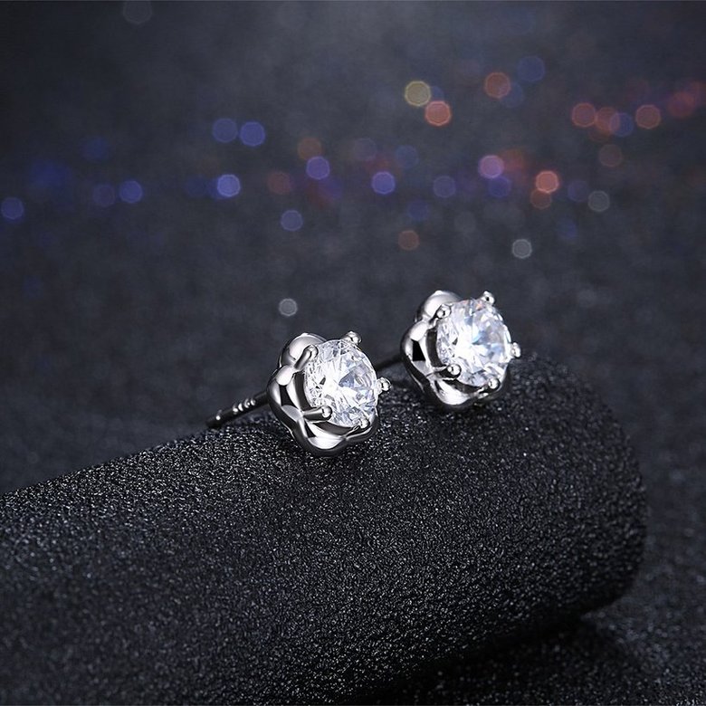 Wholesale Fashion delicate 925 Sterling Silver Four Claws Jewelry Shine AAA Zircon Earrings For Women Girls New Gift Banquet Wedding TGSLE102 1