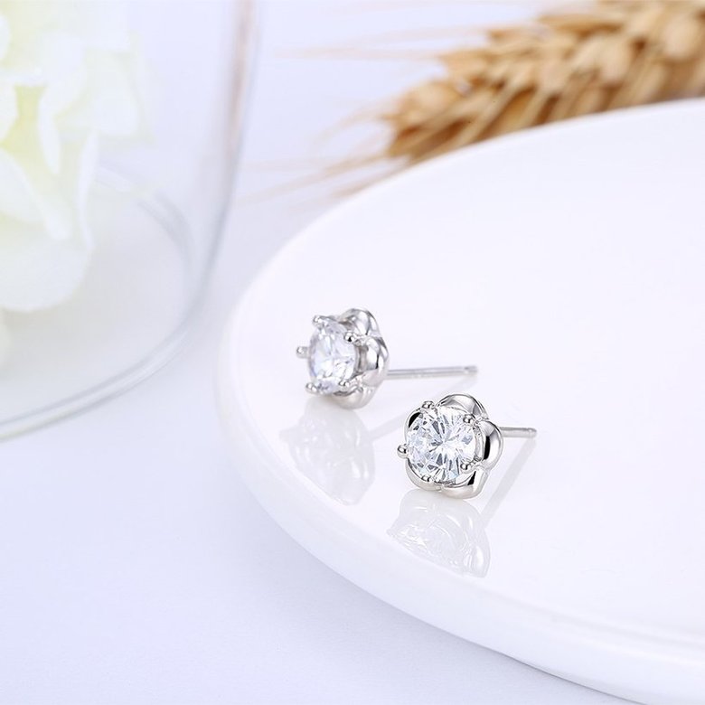 Wholesale Fashion delicate 925 Sterling Silver Four Claws Jewelry Shine AAA Zircon Earrings For Women Girls New Gift Banquet Wedding TGSLE102 3