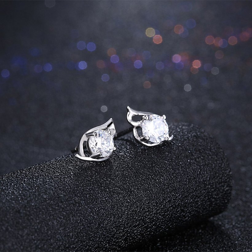 Wholesale Trendy Creative Female Stud Earrings 925 Sterling Silver delicate shinny Crystal Earrings Wedding party jewelry wholesale China TGSLE103 1