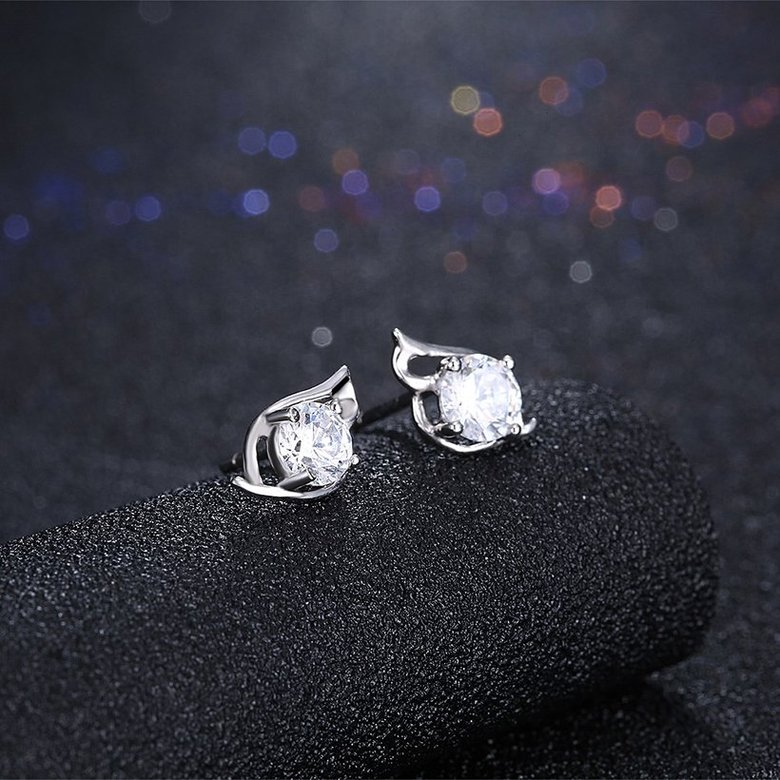 Wholesale Trendy Creative Female Stud Earrings 925 Sterling Silver delicate shinny Crystal Earrings Wedding party jewelry wholesale China TGSLE103 1