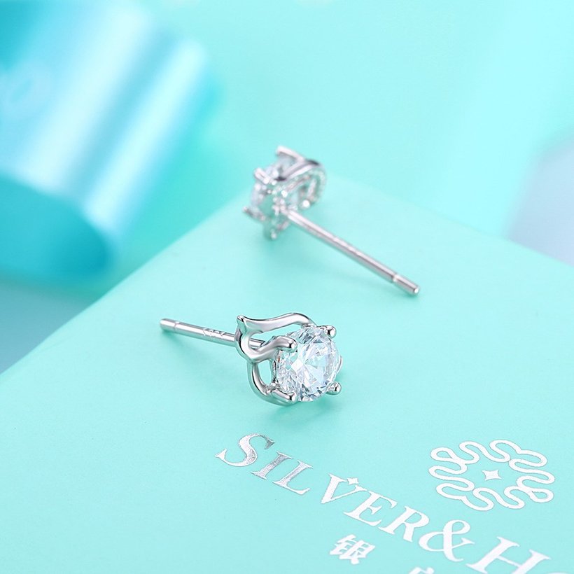 Wholesale Trendy Creative Female Stud Earrings 925 Sterling Silver delicate shinny Crystal Earrings Wedding party jewelry wholesale China TGSLE103 2
