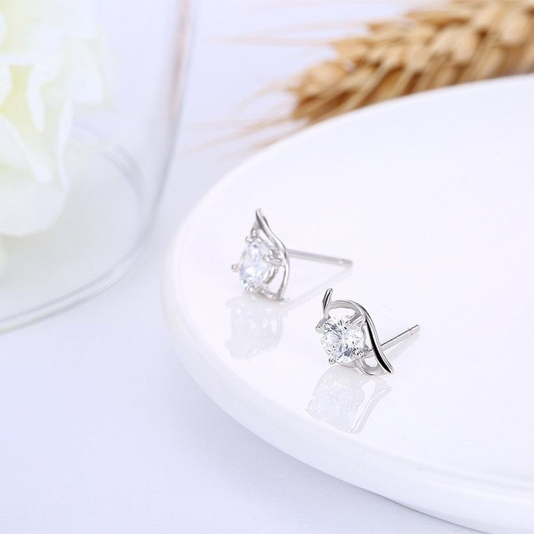 Wholesale Trendy Creative Female Stud Earrings 925 Sterling Silver delicate shinny Crystal Earrings Wedding party jewelry wholesale China TGSLE103 3
