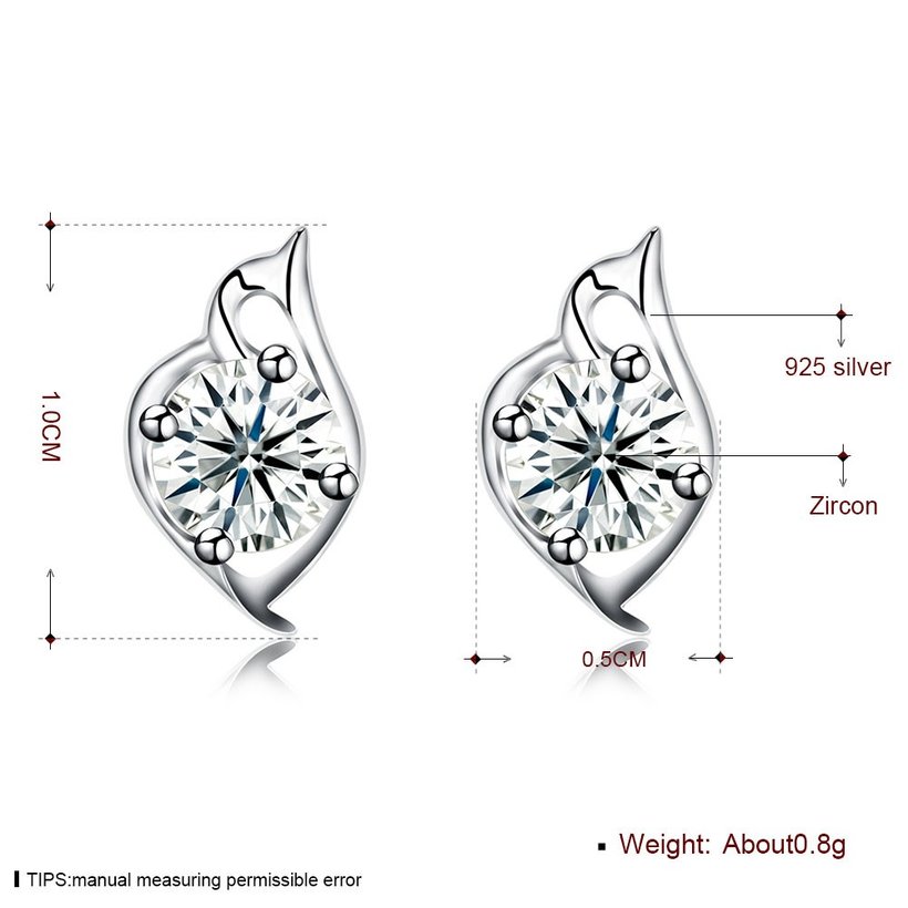 Wholesale Trendy Creative Female Stud Earrings 925 Sterling Silver delicate shinny Crystal Earrings Wedding party jewelry wholesale China TGSLE103 5