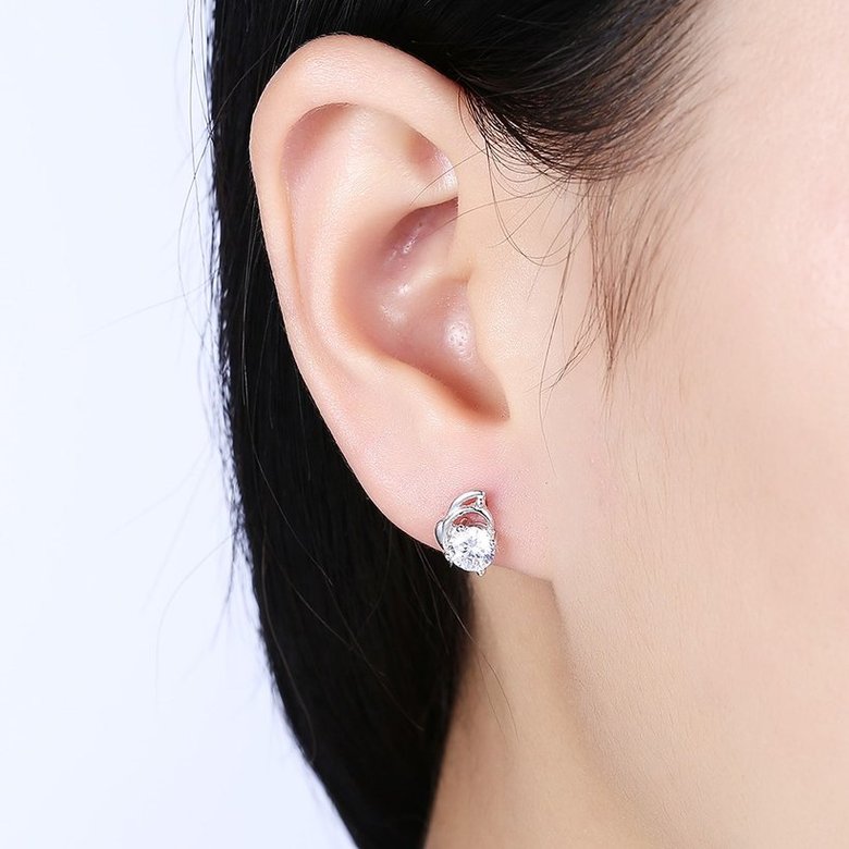 Wholesale Trendy Creative Female Stud Earrings 925 Sterling Silver delicate shinny Crystal Earrings Wedding party jewelry wholesale China TGSLE104 0