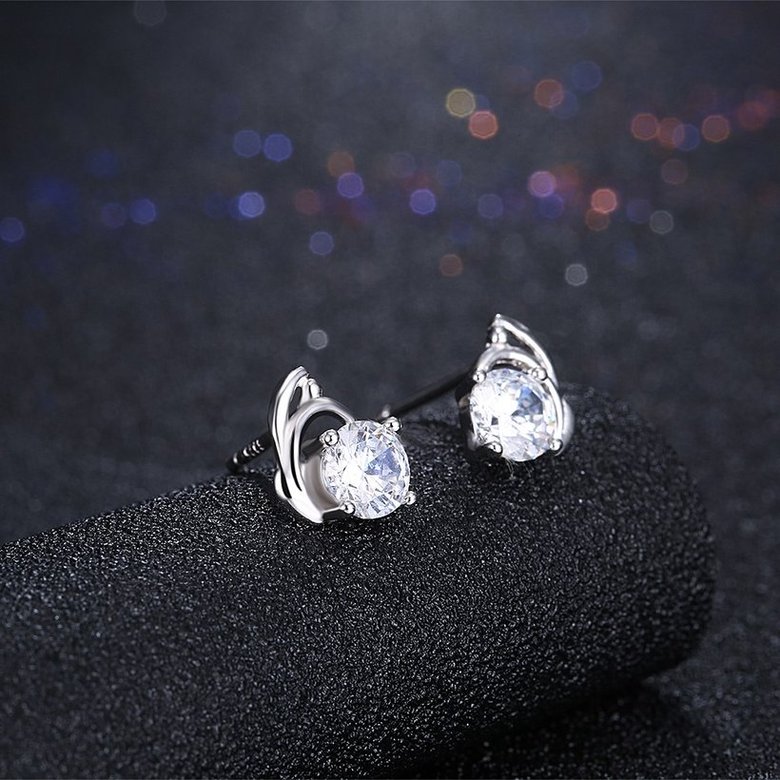 Wholesale Trendy Creative Female Stud Earrings 925 Sterling Silver delicate shinny Crystal Earrings Wedding party jewelry wholesale China TGSLE104 1