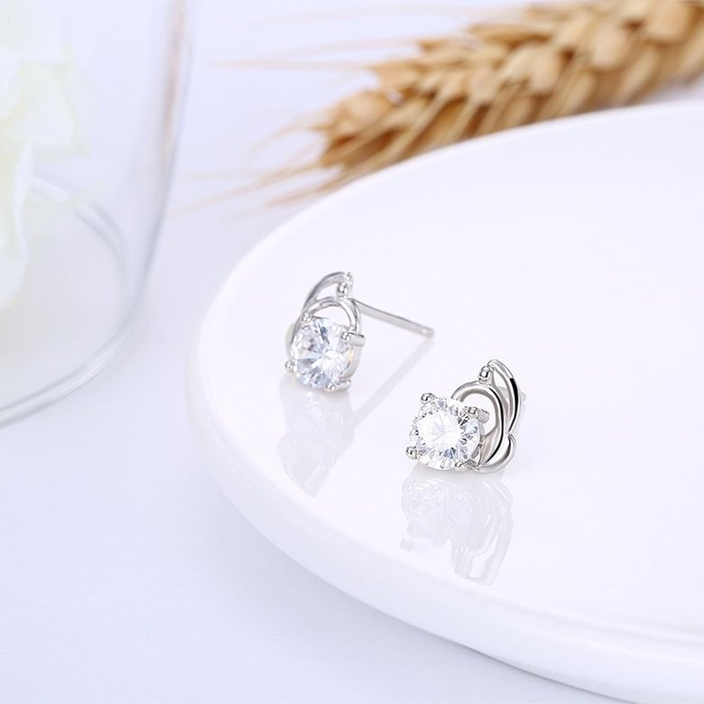 Wholesale Trendy Creative Female Stud Earrings 925 Sterling Silver delicate shinny Crystal Earrings Wedding party jewelry wholesale China TGSLE104 3