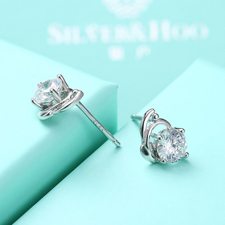 Wholesale Trendy Creative Female Stud Earrings 925 Sterling Silver delicate shinny Crystal Earrings Wedding party jewelry wholesale China TGSLE104 4