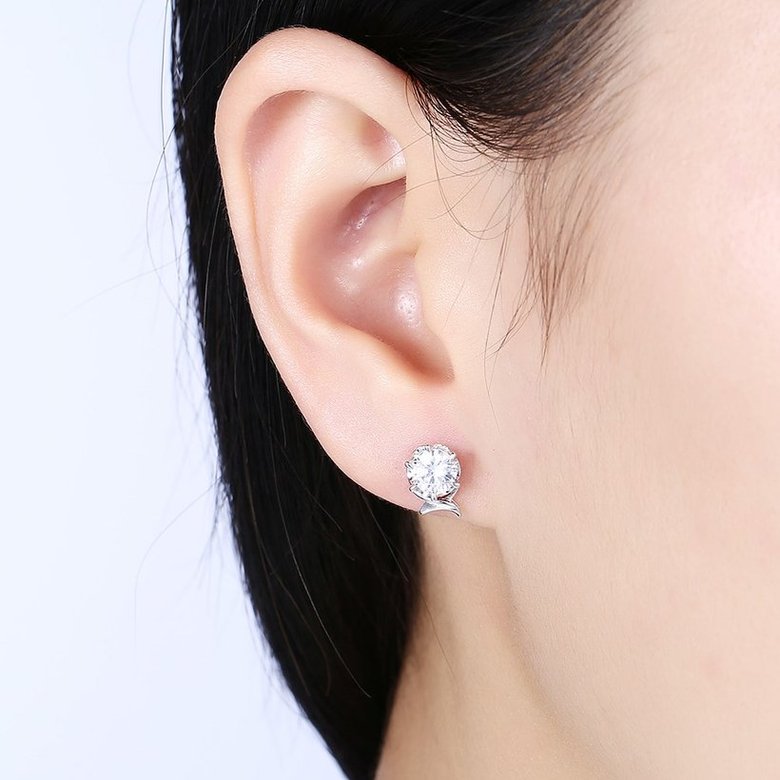 Wholesale Simple Fashion AAA Zircon Crystal Round Small Stud Earrings Wedding 925 Sterling Silver Earring for Women Girls Jewelry Gift TGSLE105 0