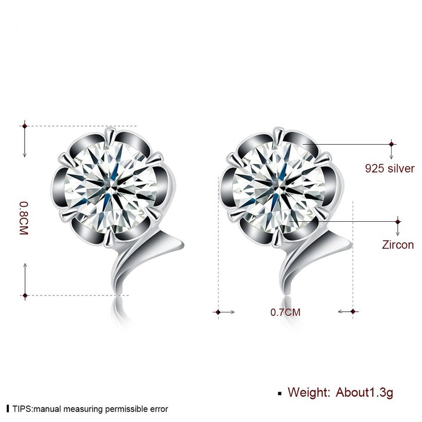 Wholesale Simple Fashion AAA Zircon Crystal Round Small Stud Earrings Wedding 925 Sterling Silver Earring for Women Girls Jewelry Gift TGSLE105 5