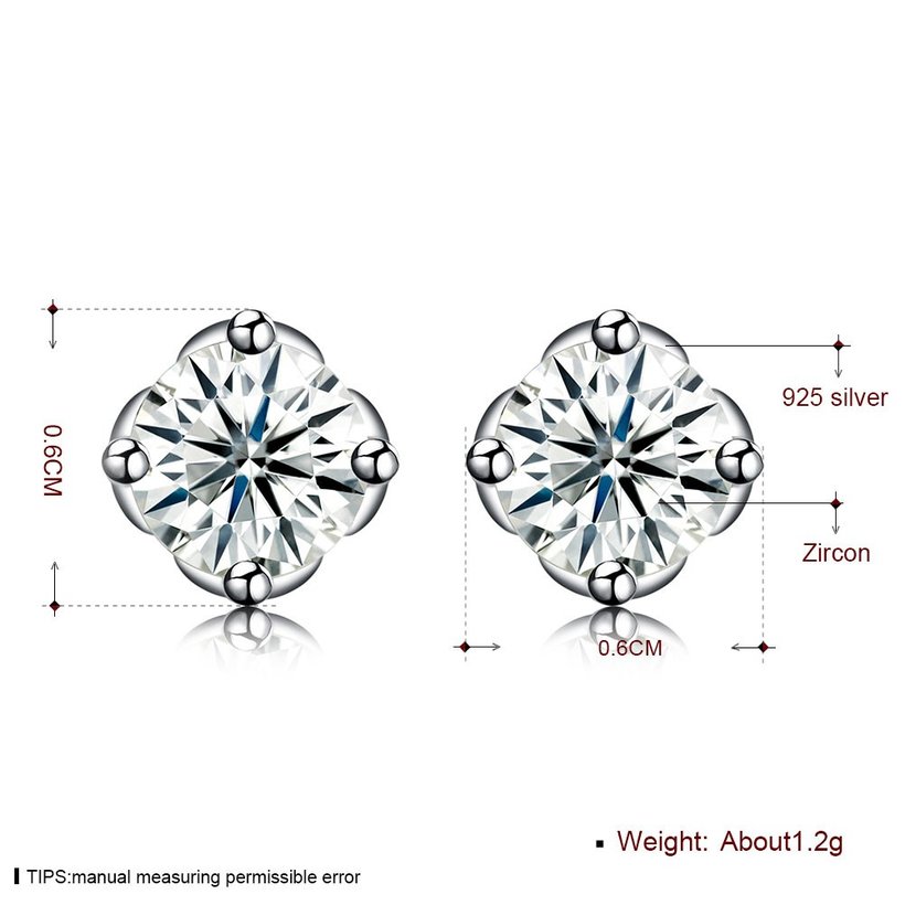 Wholesale Simple Fashion AAA Zircon Crystal Round Small Stud Earrings Wedding 925 Sterling Silver Earring for Women Girls Jewelry Gift TGSLE109 5