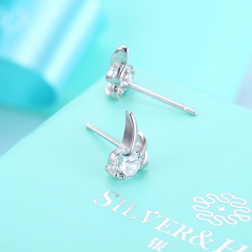 Wholesale Trendy Creative Female Stud Earrings 925 Sterling Silver delicate shinny Crystal Earrings Wedding party jewelry wholesale China TGSLE110 2