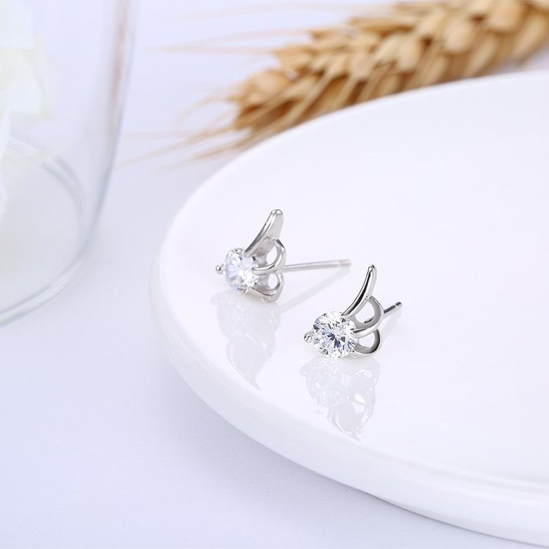Wholesale Trendy Creative Female Stud Earrings 925 Sterling Silver delicate shinny Crystal Earrings Wedding party jewelry wholesale China TGSLE110 3