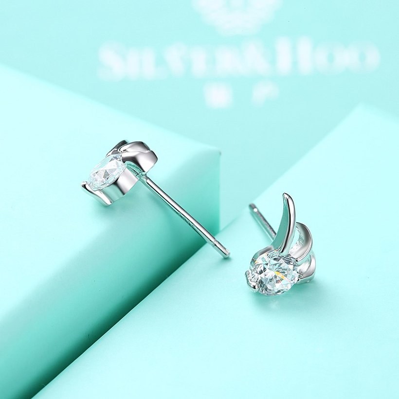 Wholesale Trendy Creative Female Stud Earrings 925 Sterling Silver delicate shinny Crystal Earrings Wedding party jewelry wholesale China TGSLE110 4