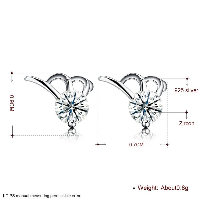 Wholesale Trendy Creative Female Stud Earrings 925 Sterling Silver delicate shinny Crystal Earrings Wedding party jewelry wholesale China TGSLE110 5