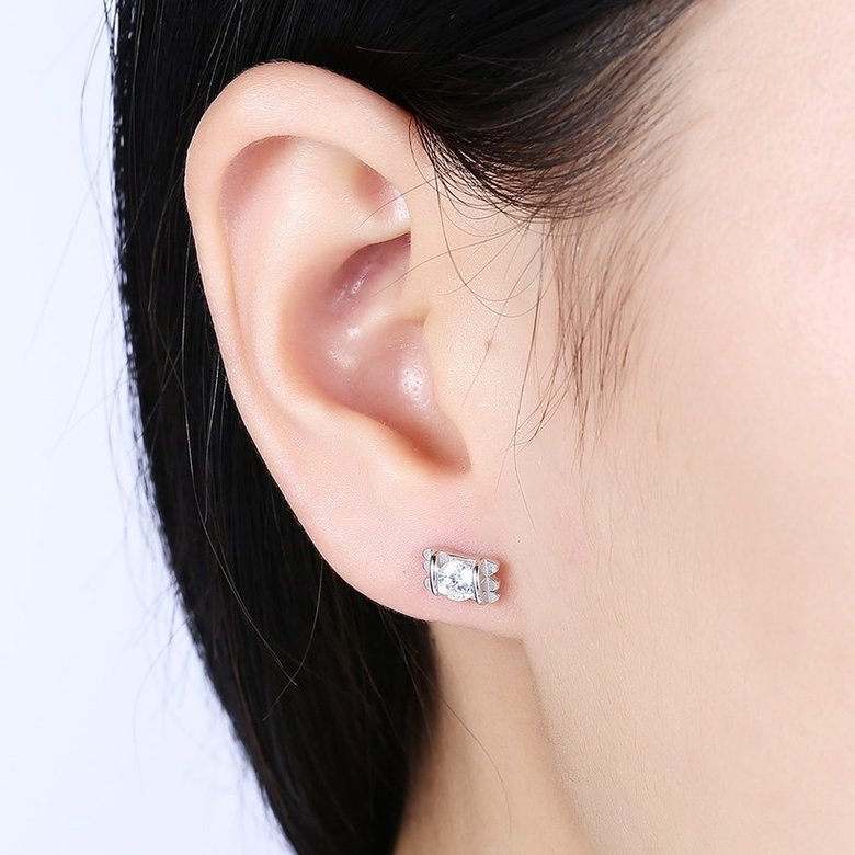 Wholesale Trendy Creative Female Stud Earrings 925 Sterling Silver delicate shinny Crystal Earrings Wedding party jewelry wholesale China TGSLE111 0
