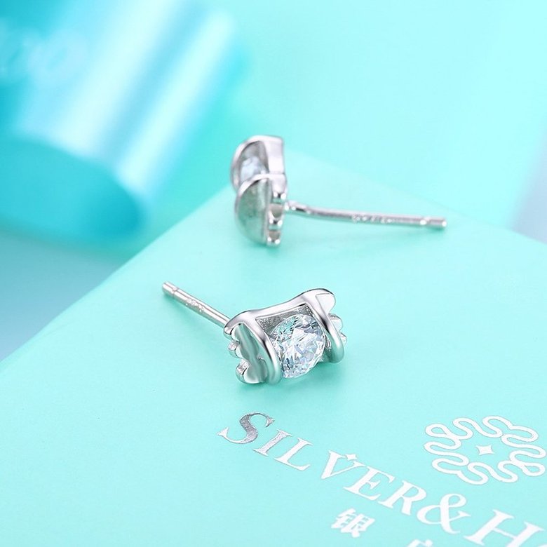 Wholesale Trendy Creative Female Stud Earrings 925 Sterling Silver delicate shinny Crystal Earrings Wedding party jewelry wholesale China TGSLE111 2