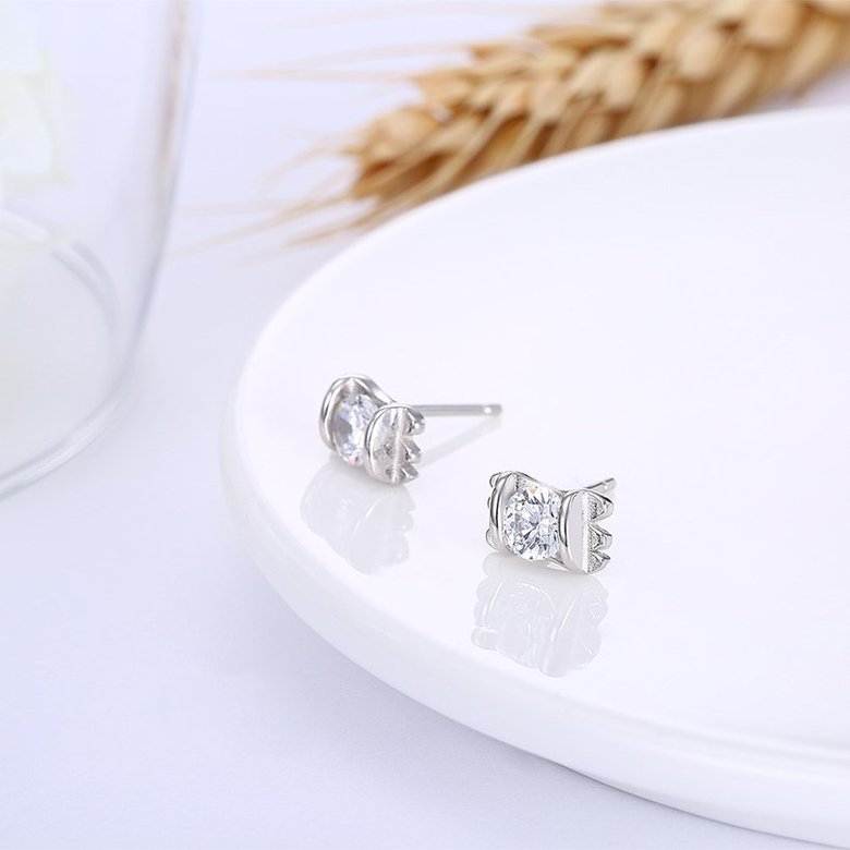 Wholesale Trendy Creative Female Stud Earrings 925 Sterling Silver delicate shinny Crystal Earrings Wedding party jewelry wholesale China TGSLE111 3
