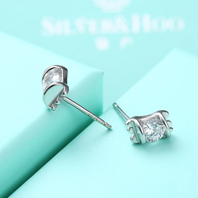 Wholesale Trendy Creative Female Stud Earrings 925 Sterling Silver delicate shinny Crystal Earrings Wedding party jewelry wholesale China TGSLE111 4