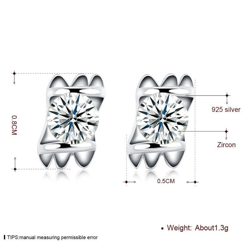 Wholesale Trendy Creative Female Stud Earrings 925 Sterling Silver delicate shinny Crystal Earrings Wedding party jewelry wholesale China TGSLE111 5