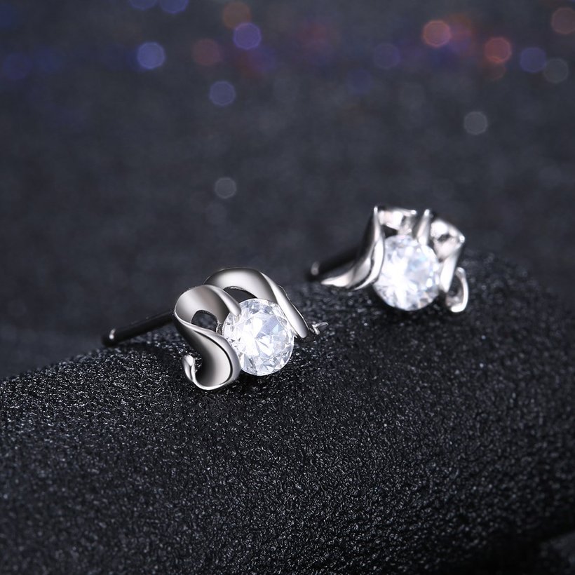Wholesale Trendy Creative Female Stud Earrings 925 Sterling Silver delicate shinny Crystal Earrings Wedding party jewelry wholesale China TGSLE112 1
