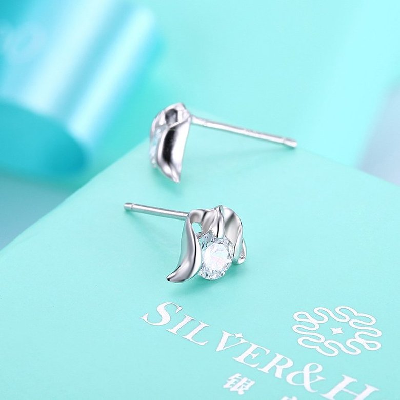 Wholesale Trendy Creative Female Stud Earrings 925 Sterling Silver delicate shinny Crystal Earrings Wedding party jewelry wholesale China TGSLE112 2