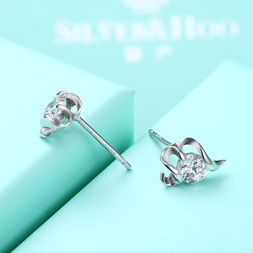 Wholesale Trendy Creative Female Stud Earrings 925 Sterling Silver delicate shinny Crystal Earrings Wedding party jewelry wholesale China TGSLE112 4