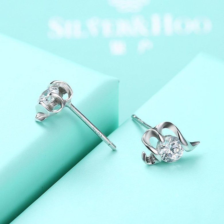 Wholesale Trendy Creative Female Stud Earrings 925 Sterling Silver delicate shinny Crystal Earrings Wedding party jewelry wholesale China TGSLE112 4