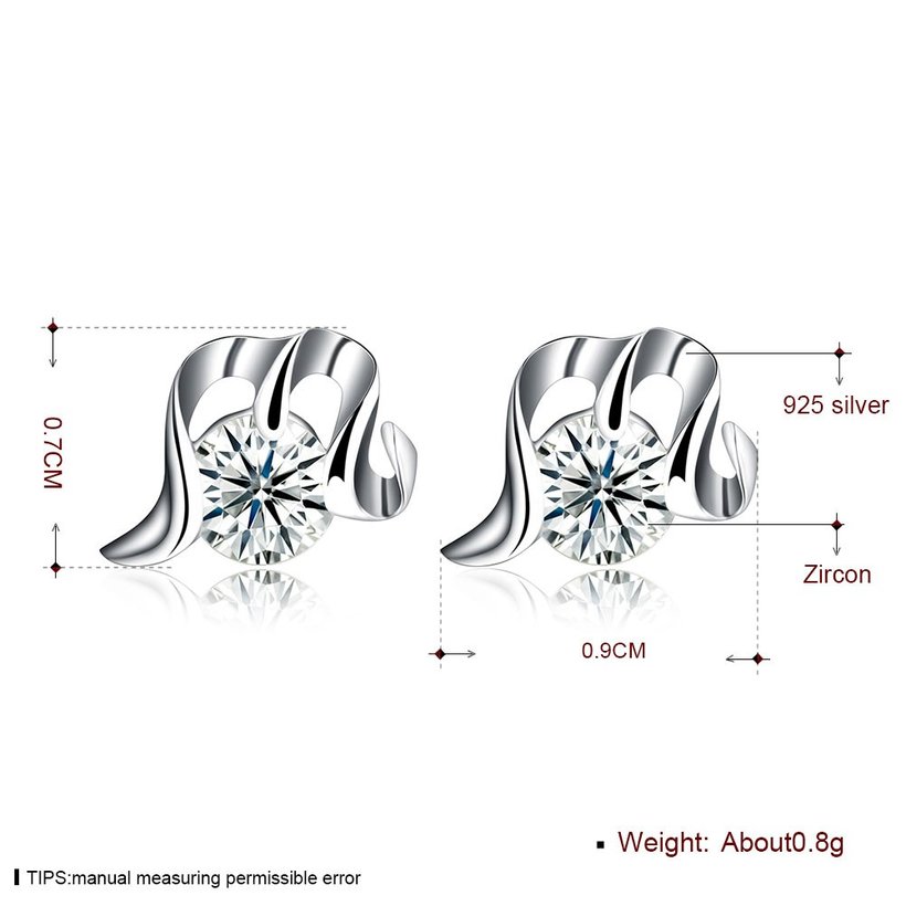 Wholesale Trendy Creative Female Stud Earrings 925 Sterling Silver delicate shinny Crystal Earrings Wedding party jewelry wholesale China TGSLE112 5