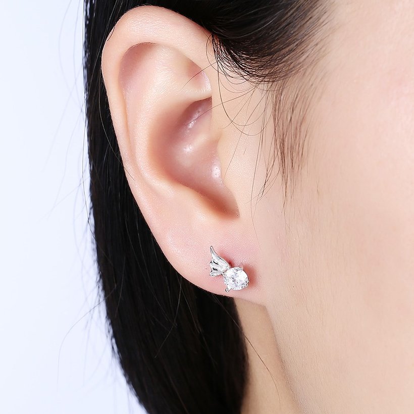 Wholesale Trendy Creative Female Stud Earrings 925 Sterling Silver delicate shinny Crystal Earrings Wedding party jewelry wholesale China TGSLE113 0