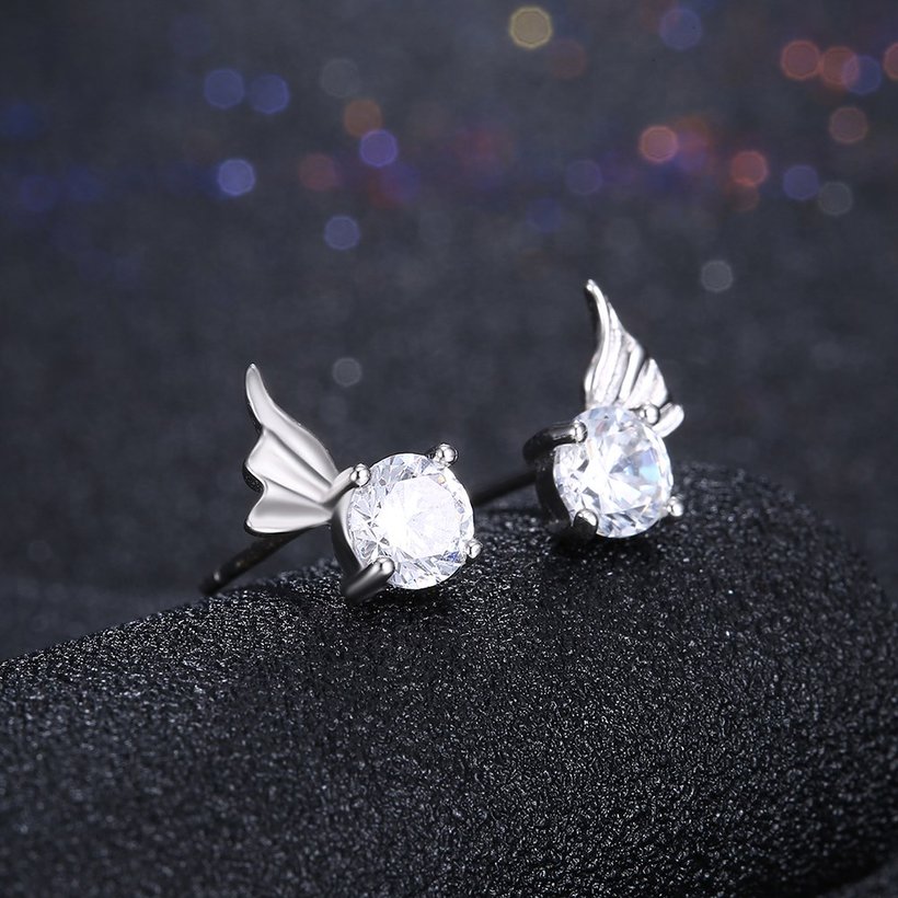Wholesale Trendy Creative Female Stud Earrings 925 Sterling Silver delicate shinny Crystal Earrings Wedding party jewelry wholesale China TGSLE113 1