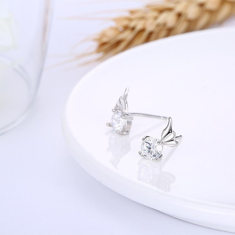 Wholesale Trendy Creative Female Stud Earrings 925 Sterling Silver delicate shinny Crystal Earrings Wedding party jewelry wholesale China TGSLE113 3