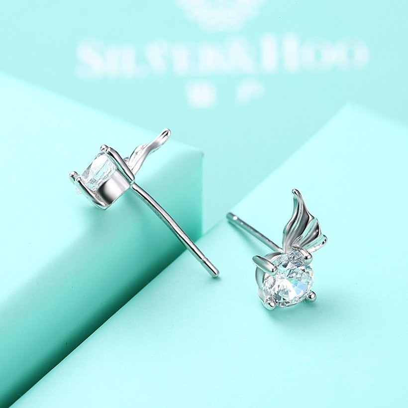 Wholesale Trendy Creative Female Stud Earrings 925 Sterling Silver delicate shinny Crystal Earrings Wedding party jewelry wholesale China TGSLE113 4