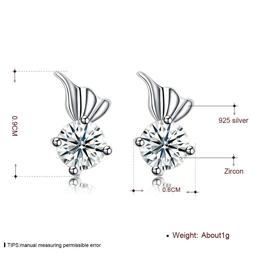 Wholesale Trendy Creative Female Stud Earrings 925 Sterling Silver delicate shinny Crystal Earrings Wedding party jewelry wholesale China TGSLE113 5